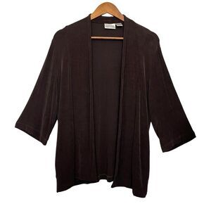 Chicos Travelers Cardigan Slinky Stretch Open Front Office Career Academia